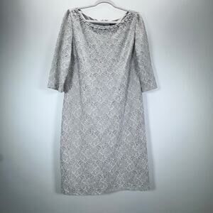 Jessica Howard Embroidered Dress Size 16 Chic Elegant Floral Feminine